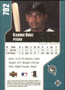 2002 Upper Deck 40-Man #792 Vladimir Nunez Back
