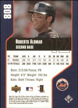 2002 Upper Deck 40-Man #808 Roberto Alomar Back