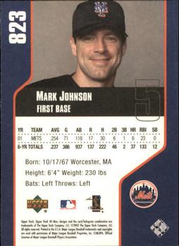 2002 Upper Deck 40-Man #823 Mark Johnson Back