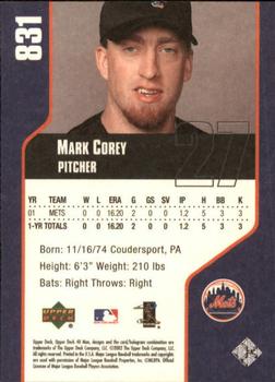 2002 Upper Deck 40-Man #831 Mark Corey Back