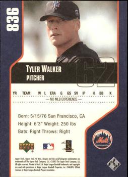 2002 Upper Deck 40-Man #836 Tyler Walker Back