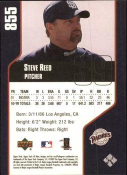 2002 Upper Deck 40-Man #855 Steve Reed Back