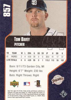 2002 Upper Deck 40-Man #857 Tom Davey Back