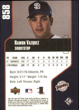 2002 Upper Deck 40-Man #858 Ramon Vazquez Back