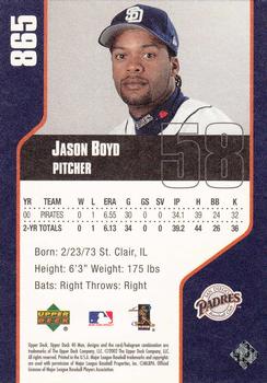 2002 Upper Deck 40-Man #865 Jason Boyd Back