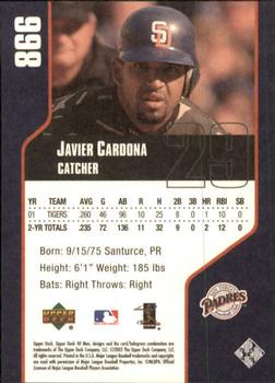 2002 Upper Deck 40-Man #866 Javier Cardona Back
