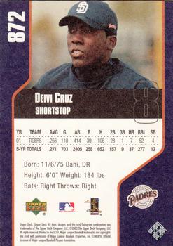 2002 Upper Deck 40-Man #872 Deivi Cruz Back
