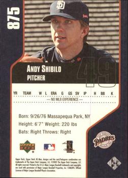 2002 Upper Deck 40-Man #875 Andy Shibilo Back