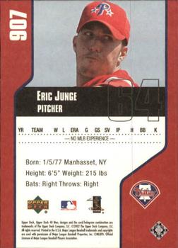 2002 Upper Deck 40-Man #907 Eric Junge Back