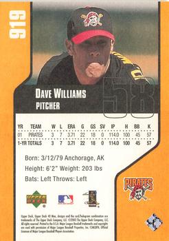 2002 Upper Deck 40-Man #919 Dave Williams Back