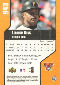 2002 Upper Deck 40-Man #943 Abraham Nunez Back