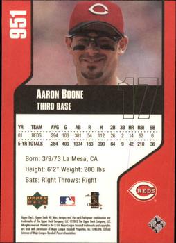 2002 Upper Deck 40-Man #951 Aaron Boone Back