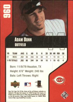 2002 Upper Deck 40-Man #960 Adam Dunn Back