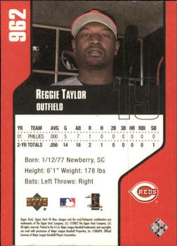 2002 Upper Deck 40-Man #962 Reggie Taylor Back