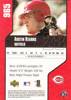 2002 Upper Deck 40-Man #965 Austin Kearns Back