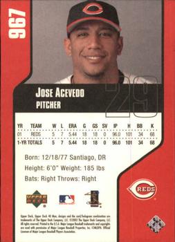 2002 Upper Deck 40-Man #967 Jose Acevedo Back