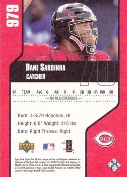 2002 Upper Deck 40-Man #979 Dane Sardinha Back