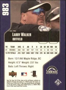 2002 Upper Deck 40-Man #983 Larry Walker Back