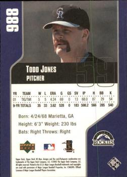 2002 Upper Deck 40-Man #988 Todd Jones Back