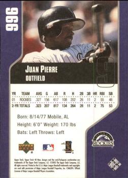 2002 Upper Deck 40-Man #996 Juan Pierre Back