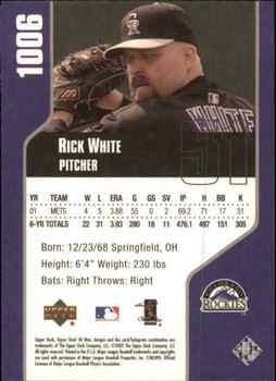 2002 Upper Deck 40-Man #1006 Rick White Back