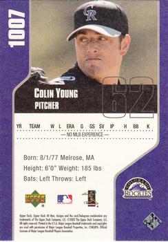 2002 Upper Deck 40-Man #1007 Colin Young Back