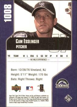 2002 Upper Deck 40-Man #1008 Cam Esslinger Back