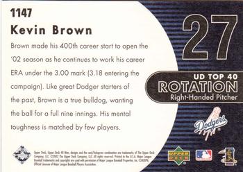 2002 Upper Deck 40-Man #1147 Kevin Brown Back