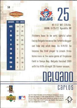 2002 Upper Deck Ballpark Idols #14 Carlos Delgado Back