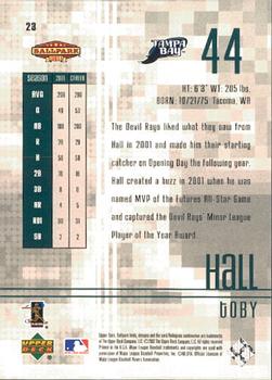2002 Upper Deck Ballpark Idols #23 Toby Hall Back
