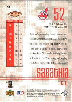 2002 Upper Deck Ballpark Idols #28 C.C. Sabathia Back