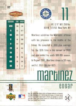 2002 Upper Deck Ballpark Idols #32 Edgar Martinez Back