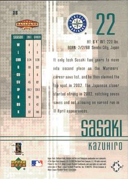 2002 Upper Deck Ballpark Idols #38 Kazuhiro Sasaki Back