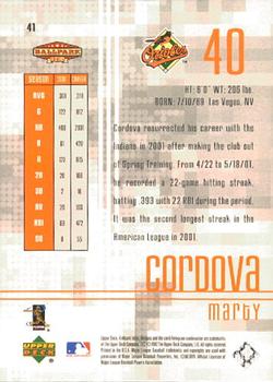 2002 Upper Deck Ballpark Idols #41 Marty Cordova Back