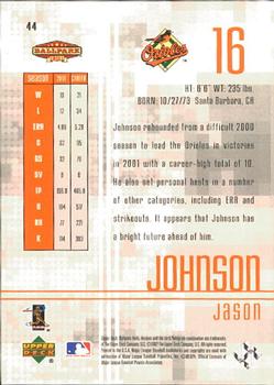 2002 Upper Deck Ballpark Idols #44 Jason Johnson Back