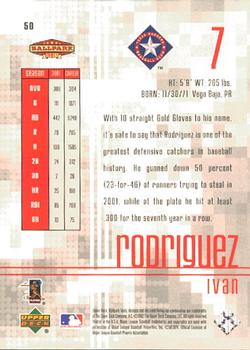 2002 Upper Deck Ballpark Idols #50 Ivan Rodriguez Back
