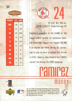 2002 Upper Deck Ballpark Idols #53 Manny Ramirez Back