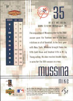 2002 Upper Deck Ballpark Idols #87 Mike Mussina Back