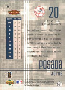 2002 Upper Deck Ballpark Idols #88 Jorge Posada Back