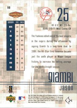 2002 Upper Deck Ballpark Idols #90 Jason Giambi Back