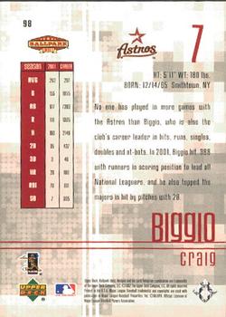 2002 Upper Deck Ballpark Idols #98 Craig Biggio Back