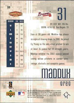 2002 Upper Deck Ballpark Idols #99 Greg Maddux Back