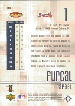 2002 Upper Deck Ballpark Idols #102 Rafael Furcal Back