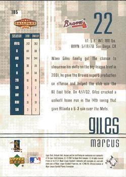 2002 Upper Deck Ballpark Idols #105 Marcus Giles Back