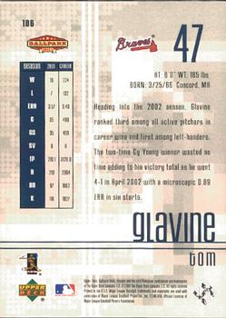 2002 Upper Deck Ballpark Idols #106 Tom Glavine Back