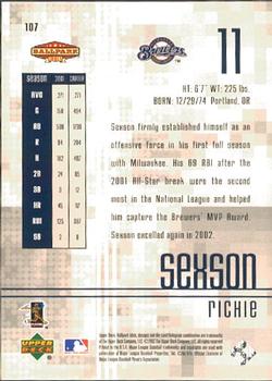 2002 Upper Deck Ballpark Idols #107 Richie Sexson Back