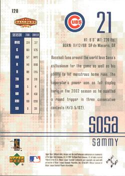 2002 Upper Deck Ballpark Idols #120 Sammy Sosa Back