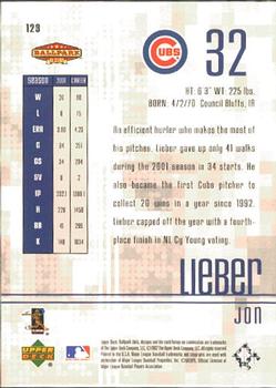 2002 Upper Deck Ballpark Idols #123 Jon Lieber Back