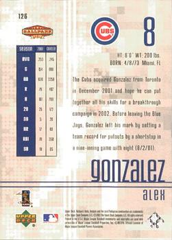 2002 Upper Deck Ballpark Idols #126 Alex Gonzalez Back