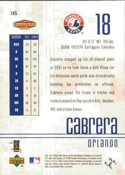 2002 Upper Deck Ballpark Idols #145 Orlando Cabrera Back